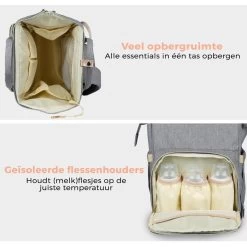 LifeGoods Luiertas Rugzak - Incl. Buggy En Kinderwagen Haken - Complete Set - 23.8 L - Grijs -Babyproducten 1200x1200 419