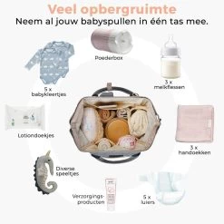 LifeGoods Luiertas Rugzak - Incl. Buggy En Kinderwagen Haken - Complete Set - 23.8 L - Grijs -Babyproducten 1200x1200 420