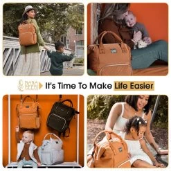 NanaBeebi Luiertas Rugzak Met Verschoonmatje - Cognac - Inclusief Flessenwarmhouder - Kinderwagenhaken En Isoleervak -Babyproducten 1200x1200 435