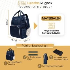 NanaBeebi Luiertas Rugzak Met Verschoonmatje - Blauw - Inclusief Flessenwarmhouder - Kinderwagenhaken En Isoleervak 18 NanaBeebi Luiertas Rugzak Met Verschoonmatje - Blauw - Inclusief Flessenwarmhouder - Kinderwagenhaken En Isoleervak -Babyproducten 1200x1200 458