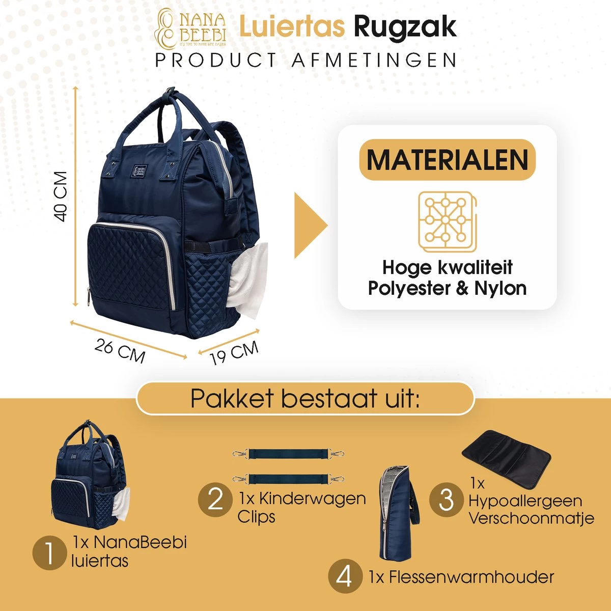 NanaBeebi Luiertas Rugzak Met Verschoonmatje - Blauw - Inclusief Flessenwarmhouder - Kinderwagenhaken En Isoleervak 10 NanaBeebi Luiertas Rugzak Met Verschoonmatje - Blauw - Inclusief Flessenwarmhouder - Kinderwagenhaken En Isoleervak - Afbeelding 8