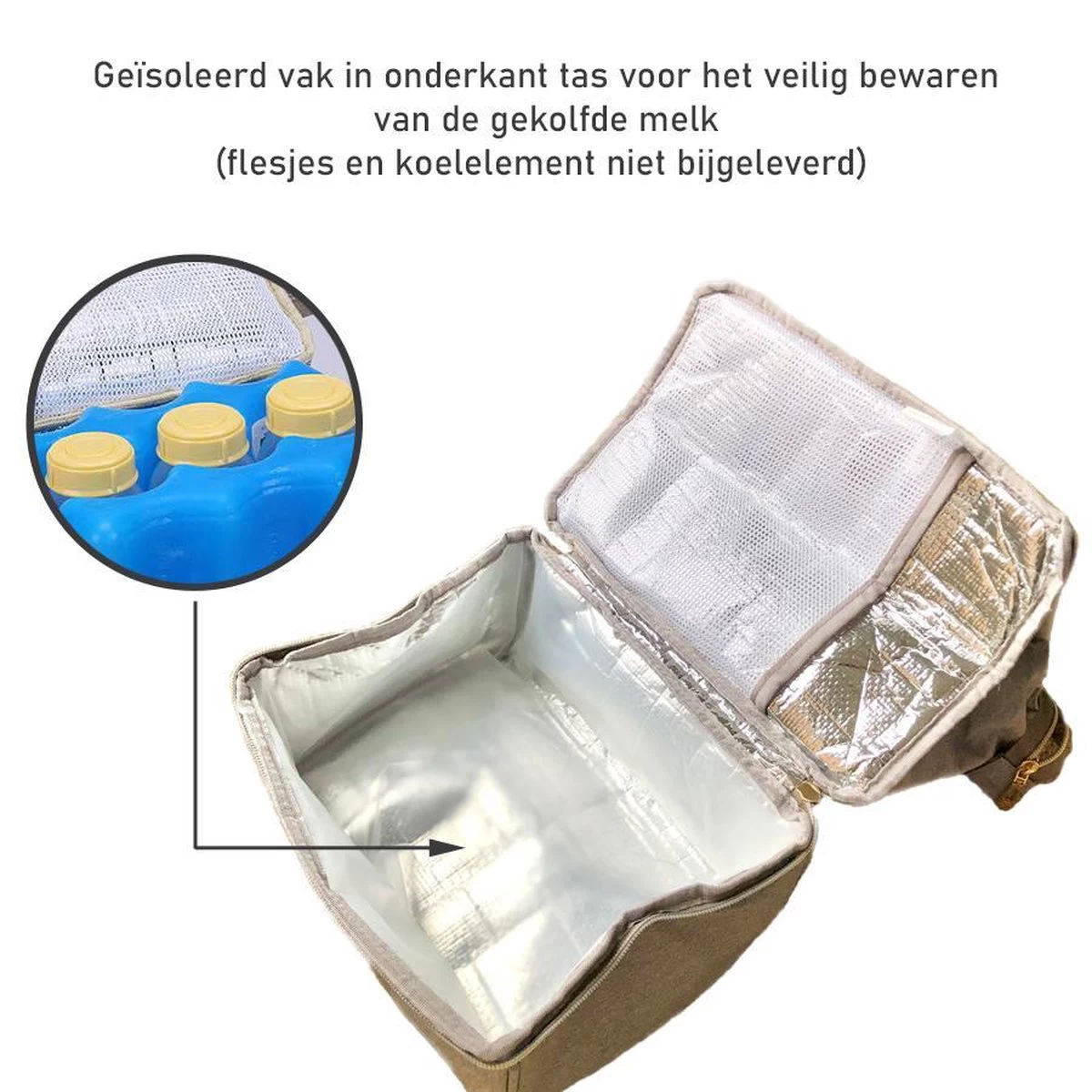 Rose & Ollie Kolftas Rugtas Grijs - Koeltas Moedermelk 10 Rose & Ollie Kolftas Rugtas Grijs - Koeltas Moedermelk - Afbeelding 8