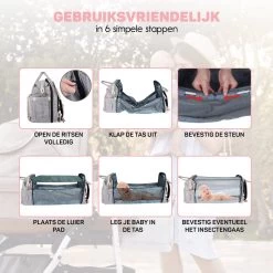 Vulpes BabyCare® Luiertas Rugzak - Luiertassen Met Babybed - Grote Luiertas Met Wieg- Luiertas Verzorgingstas Met Babybedje - Verzorgingsrugzak - Grijs -Babyproducten 1200x1200 529