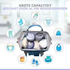 Luiertas Rugzak - Gratis Flessenwarmer En Gratis Kinderwagen Haken - Eindeloos Opbergruimte - Ruime Luiertas - Draaggemak - Donker Blauw -Babyproducten 1200x1200 533