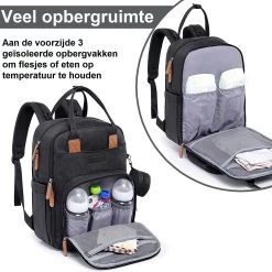 Luiertas Rugzak - Incl. Buggy / Kinderwagen Haken En Verschoningsmat - Complete Set - Zwart Van Zedar -Babyproducten 1200x1200 537