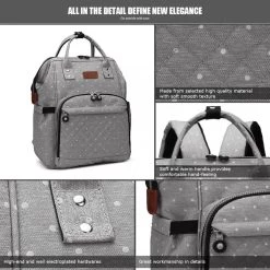 Miss Lulu Luier- En Verzorgingstas Rugzak - Grijs (E6705 D2-GY) -Babyproducten 1200x1200 549