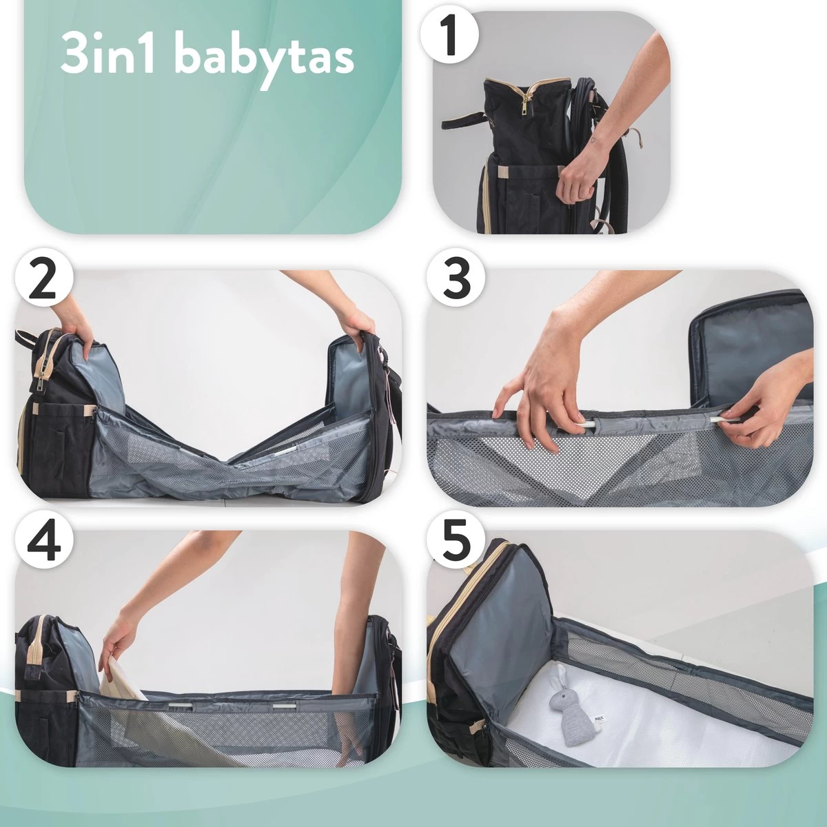 Luiertas Rugzak - Monx Luiertas Verzorgingstas Met Uitklapbaar Babybedje - Overzichtelijke Luierrugzak Extra Buggy En Kinderwagen Haken Inclusief Geïsoleerde Flessenhouder - Zwart 14 Luiertas Rugzak - Monx Luiertas Verzorgingstas Met Uitklapbaar Babybedje - Overzichtelijke Luierrugzak Extra Buggy En Kinderwagen Haken Inclusief Geïsoleerde Flessenhouder - Zwart - Afbeelding 12