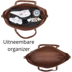 Snoozzz Luiertas Luxe Verzorgingstas – Inclusief Uitneembare Tas Organizer Met Thermovak, Stroller Hooks En Verschoningsmatje - Cognac -Babyproducten 1200x1200 584