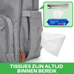 Brisby Slijtvaste Luiertas – Verzorgingstas – Met Buggymontage - Lichtgrijs -Babyproducten 1200x1200 585