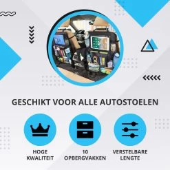 Merkloos Luxe En Stevige Autostoel Organizer Met Tablethouder – Auto Organizer – Auto/Accessoires/Bescherming – 45*65cm – Zwart - 1 Stuk -Babyproducten 1200x1200 784