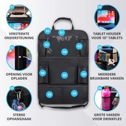 Merkloos Luxe En Stevige Autostoel Organizer Met Tablethouder – Auto Organizer – Auto/Accessoires/Bescherming – 45*65cm – Zwart - 1 Stuk -Babyproducten 1200x1200 785