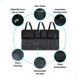 TIKKENS® Auto Organizer Kofferbak - Autostoel Organizer - Koffer Organizer - Zwart - Universeel -Babyproducten 1200x1200 856