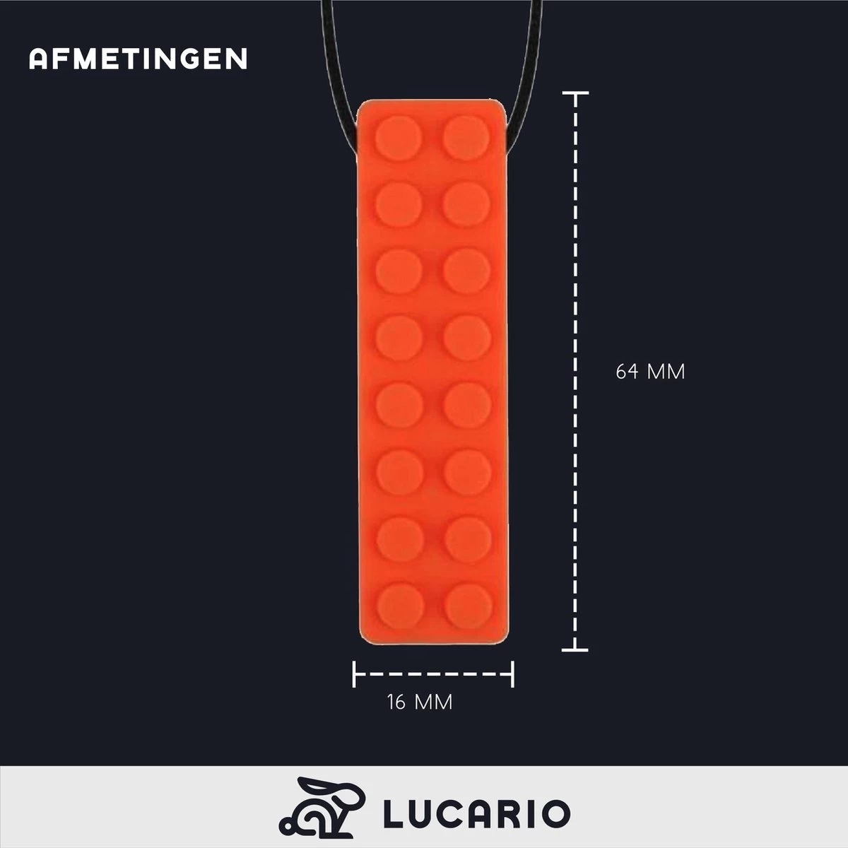 Bijtketting - Kauwketting | Bouwblokje Patroon Oranje 9 Bijtketting - Kauwketting | Bouwblokje Patroon Oranje - Afbeelding 7