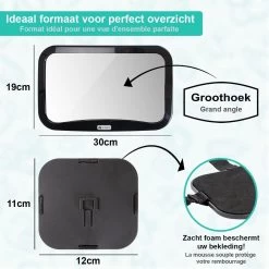 Merkloos Autospiegel Baby - Verstelbare Spiegel Hoofdsteun Autostoel Achterbank - Veiligheidsspiegel - Baby En Kids - 19 X 30cm - 360 Graden Draaibaar - Zwart -Babyproducten 1200x1200 892