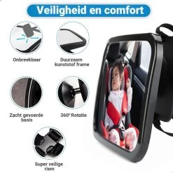 Verstelbare Baby Achteruitkijk Autospiegel - Auto Veiligheidsspiegel Baby - Achterbank Spiegel Baby - AutoSpiegel Baby - Babyspiegel Auto - Kinder Autospiegel - Zwart -Babyproducten 1200x1200 946