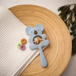 Merkloos Bijtring - Rammelaar - Babys - Speelgoed - Babyspeelgoed - Kraamcadeau - Siliconen - BPA Vrij - Blauw