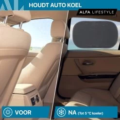 ALFA LIFESTYLE® Statische Zonneschermen - SHADE PRO V3 – Zwart Transparant Zonnescherm – UV Protectie Bescherming - Zonwering Auto - 2 Stuks -Babyproducten 1200x1200 957