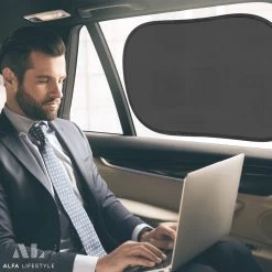 ALFA LIFESTYLE® Statische Zonneschermen - SHADE PRO V3 – Zwart Transparant Zonnescherm – UV Protectie Bescherming - Zonwering Auto - 2 Stuks -Babyproducten 1200x1200 960