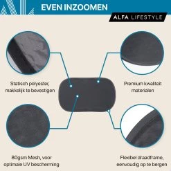 ALFA LIFESTYLE® Statische Zonneschermen - SHADE PRO V3 – Zwart Transparant Zonnescherm – UV Protectie Bescherming - Zonwering Auto - 2 Stuks -Babyproducten 1200x1200 961