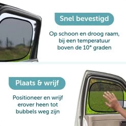 ForDig Zonnescherm Auto (2 Stuks) - Extra Donker - Zonwering UV Protectie Voor Auto Zijruit – Zonwering Auto – Zonder Zuignappen – 80 GSM – 51 X 31 CM -Babyproducten 1200x1200 982