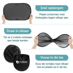 ForDig Zonnescherm Auto (2 Stuks) - Extra Donker - Zonwering UV Protectie Voor Auto Zijruit – Zonwering Auto – Zonder Zuignappen – 80 GSM – 51 X 31 CM -Babyproducten 1200x1200 984