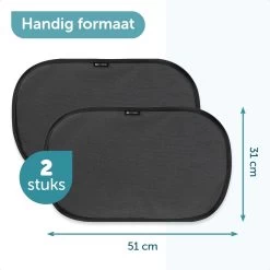 ForDig Zonnescherm Auto (2 Stuks) - Extra Donker - Zonwering UV Protectie Voor Auto Zijruit – Zonwering Auto – Zonder Zuignappen – 80 GSM – 51 X 31 CM -Babyproducten 1200x1200 986