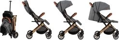 MoMi Wandelwagen - Compacte Lichtgewicht Buggy - Estelle - Gray-Gold (geschikt Van 6mnd - 15kg) -Babyproducten 1200x410