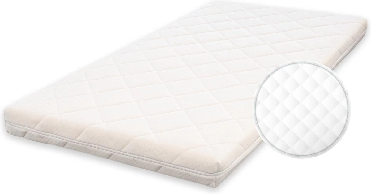 Babymatras 50x80 Wiegmatras Koudschuim HR40 Dubbeldoek | Afritsbaar | Wasbaar | Ademend 10 Babymatras 50x80 Wiegmatras Koudschuim HR40 Dubbeldoek | Afritsbaar | Wasbaar | Ademend - Afbeelding 8