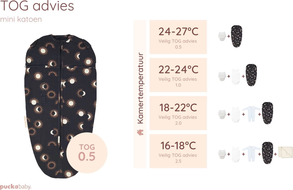 Puckababy Inbakerslaapzak Original Mini - 3-6 Maanden - Cotton - Eclipse Night 9 Puckababy Inbakerslaapzak Original Mini - 3-6 Maanden - Cotton - Eclipse Night - Afbeelding 7