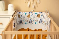 Sensillo Baby Bedbumper - Bedomrander - Anti Stootrand Ledikant - Bed Zijbeschermers - 180x30cm - Wafel Grijs Bosdiertjes -Babyproducten 1200x800 402