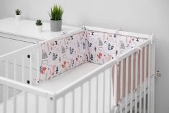 Sensillo Baby Bedbumper - Bedomrander - Anti Stootrand Ledikant - Bed Zijbeschermers - 180x30cm - Wafel Roze Vosjes -Babyproducten 1200x800 404