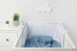 Sensillo Baby Bedbumper - Bedomrander - Anti Stootrand Ledikant - Bed Zijbeschermers - 180x30cm - Wafel Grijs Paardenbloemen -Babyproducten 1200x800 405