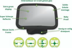 Autospiegel Baby 360° Verstelbaar Voor Hoofdsteun Autostoel -Achteruitkijkspiegel - Achterbankspiegel Kinderen -Baby Veiligheid Accessoires - Zwart -Babyproducten 1200x800 98