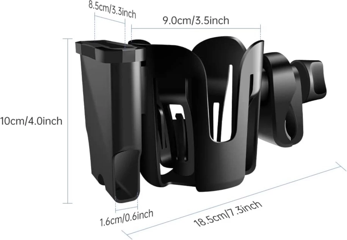BOTC 2 In 1 Bekerhouders & Telefoonhouder - Cup Organizer Voor Kinderwagen, Fiets, Rolstoel, Walker - Zwart 8 BOTC 2 In 1 Bekerhouders & Telefoonhouder - Cup Organizer Voor Kinderwagen, Fiets, Rolstoel, Walker - Zwart - Afbeelding 6