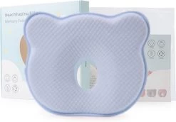 1Day - Baby Hoofdkussen - Blauw - 100% Katoen - Tegen Plat Achterhoofd