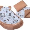 LUXE Babynestje 4 Delige SET / Kraamcadeau / GRATIS Wiegdeken Met Kussen / Bosdieren Bruin -Babyproducten 1200x839 10