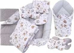 Babynestje Set Pasgeborenen - Knuffelnest Baby Nestje Bed Set 7-delig - Baby Cocon- Herten Vrienden- ÖKO-TEX Normen
