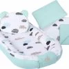 LUXE Babynestje 4 Delige SET / Kraamcadeau / GRATIS Wiegdeken Met Kussen / Wolken Mint