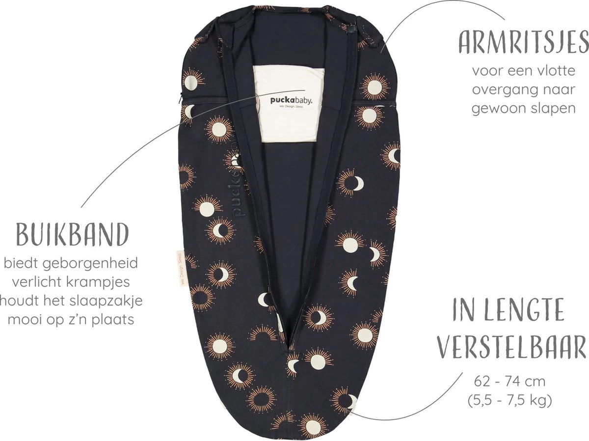 Puckababy Inbakerslaapzak Original Mini - 3-6 Maanden - Cotton - Eclipse Night 6 Puckababy Inbakerslaapzak Original Mini - 3-6 Maanden - Cotton - Eclipse Night - Afbeelding 4
