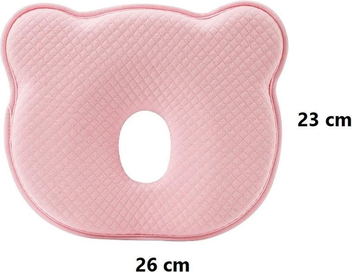 MINIIYOU® Orthopedisch Baby Hoofdkussen Roze - Plat Hoofd - Katoen - Traagschuim Vulling 4 MINIIYOU® Orthopedisch Baby Hoofdkussen Roze - Plat Hoofd - Katoen - Traagschuim Vulling - Afbeelding 2