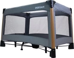 Deryan Luxe Campingbed Compleet - 120x60cm - Bodemverhoger - Verschoonblad - Opbergmand - Grijs -Babyproducten 1200x937 5