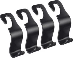 Merkloos Auto Kapstok - Opberghaak - Tashouder - Zwart - 4 Stuks