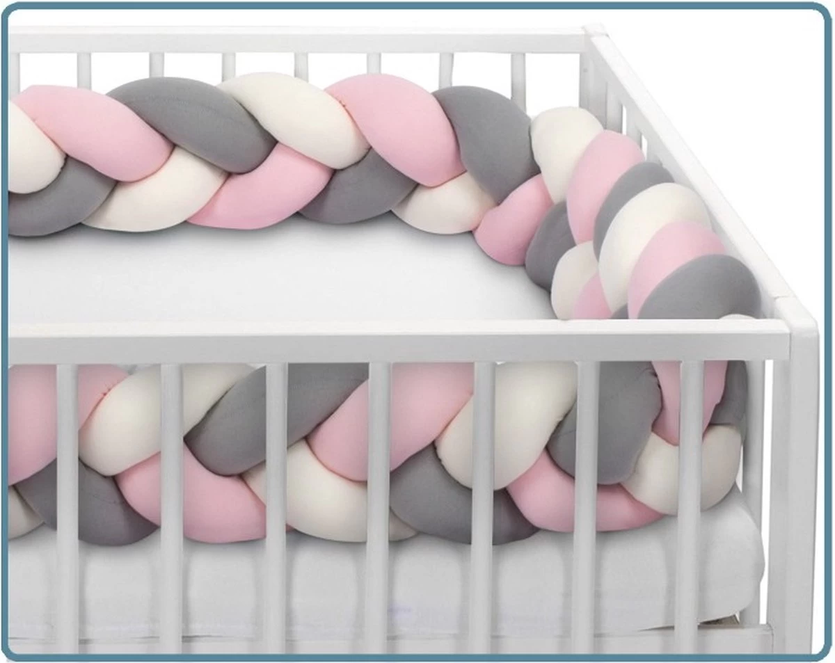 Sevibaby Roze 3-in-1 Braided Bedbumper En Babynest 521-2 7 Sevibaby Roze 3-in-1 Braided Bedbumper En Babynest 521-2 - Afbeelding 5