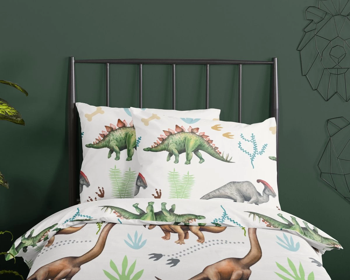 Good Morning Kids Dekbedovertrek Dino-Ledikant (100 X 135 Cm) 4 Good Morning Kids Dekbedovertrek Dino-Ledikant (100 X 135 Cm) - Afbeelding 2