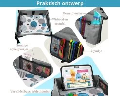 Premium Reistafel Voor Kinderen - Inclusief Tablethouder + Gratis Draagtas En Potloden - Auto Organizer - Playtray - Opvouwbaar - Speeltafel Auto - Tekentafel Auto - Grijs -Babyproducten 1200x960 1
