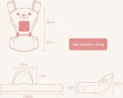 Baby Draagzak - Buik/Rug Babydrager Met Zacht Zitje (0-36 Maanden) - Bruine Beer -Babyproducten 1200x961 8