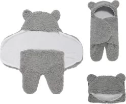 BonBini´s Teddy Bear Wikkeldeken Newborn - Zachte Donkergrijze Teddy Beer Inbakerdoek Newborn Baby - 0-3 Maanden - Donkergrijs 58cm -Babyproducten 1200x984 4