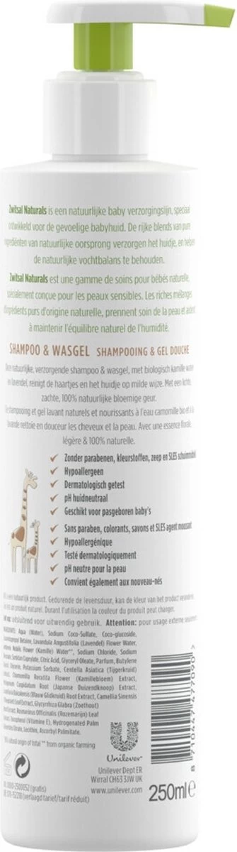 Zwitsal Naturals Shampoo&Wasgel 250ml 4 Zwitsal Naturals Shampoo&Wasgel 250ml - Afbeelding 2