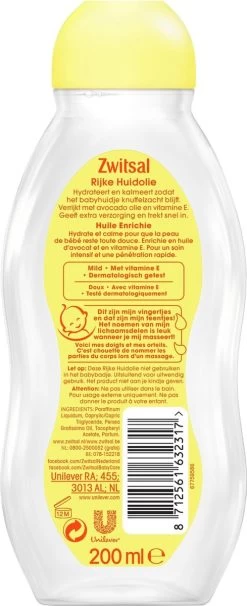 Zwitsal Rijke Huidolie Avocado - 2 X 200 Ml - Voordeelverpakking -Babyproducten 489x1200 1