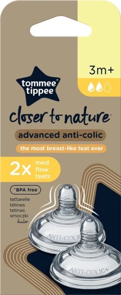 Tommee Tippee Advanced Anti-Colic Zuigfles Spenen, Borst-achtig, Zacht Silicone, Normale Uitstroomsnelheid, 3m+, Verpakking Van 2 -Babyproducten 492x1200 3
